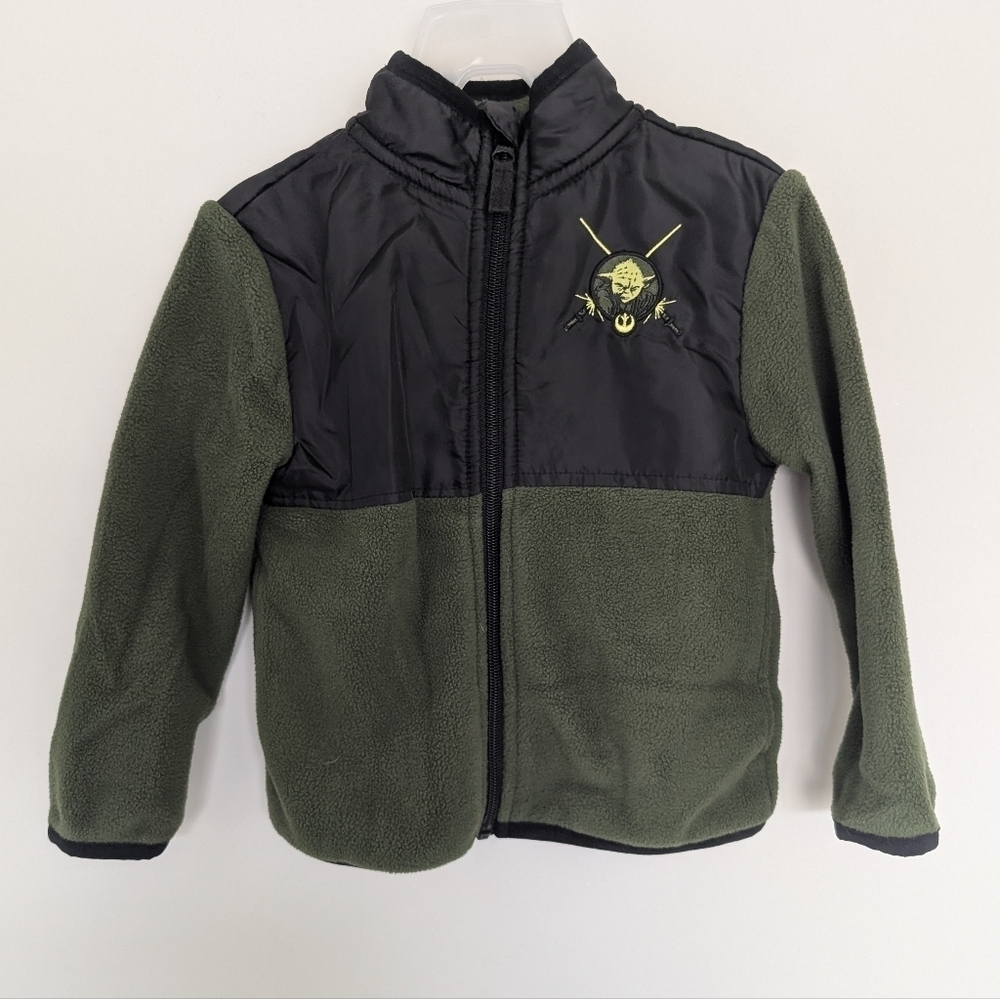 Disney Yoda Star Wars Jacket Sz 3T Lightweight Green/ Black Unisex Fleece Zip up